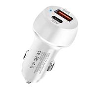 Caricabatteria da auto - Adattatore di ricarica rapida ad alta velocità 60 W con due porte, avanzata PD QC 3.0 Tecnologia Rapid Power Delivery, caricatore universale per auto USB di tipo C | con più