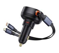 Caricabatteria da auto Baseus Enjoyment Pro con cavo USB-C/Lightning retrattile da 60 W Nero