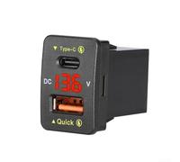 Caricabatteria da auto con due porte, per QC3 0 Quick Charge e Type C PD, voltmetro digitale per monitoraggio della tensione (luce rossa)