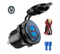 Caricabatteria da auto con presa di ricarica rapida QC3.0 Dual USB 12V-24V - Accendino con interruttore touch per la ricarica del telefono