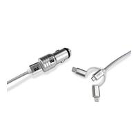 Subblim Caricabatteria da Auto 2xUSB + Cavo USB 3 in 1 Lightning/MicroUSB/USB-C Argento