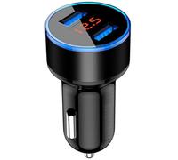 Caricabatteria da Auto Dual USB 3.1A Display LCD un 2 Porte Adattatore di Alimentazione Automatico un Ricarica Rapida 12-24V con Luce LED, Nero