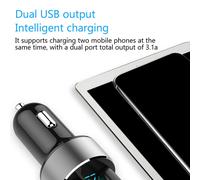 Caricabatteria da Auto Dual USB 3.1A Display LCD un 2 Porte Adattatore di Alimentazione Automatico un Ricarica Rapida 12-24V con Luce LED, Nero