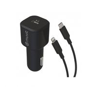 Caricabatteria da auto Muvit USB-C da 20 W + cavo da USB-C a Lightning maschio/maschio 1 m Nero