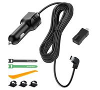 Caricabatteria da auto per cruscotto, interfaccia mini USB e micro USB, cavo di alimentazione universale per registratori di guida di tipo L, cavo di alimentazione da 4 m, 12 V/24 V a CC 5