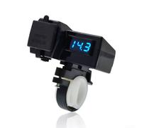 Caricabatteria da auto per moto con doppia porta USB e display di tensione a LED, compatibile con 6 veicoli da 24 V, custodia in ABS con copertura protettiva impermeabile (blu)