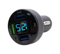 Caricabatteria da auto QC3 0 e PD con 4 porte USB, voltmetro digitale a LED, corpo in lega di alluminio, supporta un'ampia gamma di tensione 12 V 24 V per più modelli di veicoli