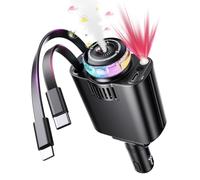 Caricabatteria da auto retrattile con aromaterapia e Starlight, adattatore per caricabatterie da auto USB C 5 in 1, caricabatterie per auto a ricarica rapida da 69 W, deodorante per auto compatibile