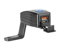 Caricabatteria da auto USB 12V 24V con copertura impermeabile per moto ideale per dispositivi di ricarica (specchio auto blu)