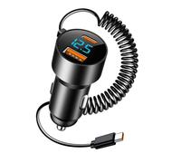 Caricabatteria da auto USB C, Caricabatteria da auto USB C Ricarica rapida,Adattatore di ricarica rapida per PD QC 3.0 - Cavo retrattile per caricabatteria da da 100 W per la maggior par