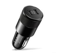 Caricabatteria da auto USB C Dual PD 2.4 A con uscita supporta la ricarica rapida per telefoni, tablet e altri dispositivi USB C in auto (nero)