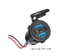 Caricabatteria da Auto USB C PD da 12 V - Scatola di Installazione Impermeabile con Pannello Interruttori per , Camion, Moto, Barca