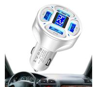 Caricabatteria da auto veloce, porta caricatore per auto USB,Caricabatteria da auto 4 in 1 | Con 4 porte USB e display digitale LED, caricatore da auto 3,1 A per cellulare, oro