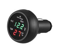 Caricabatteria da auto voltmetro termometro, LED digitale accendisigari auto voltmetro termometro per voltmetro 12 V/24 V, 76 x 47 mm (rosso verde)