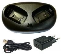 CARICABATTERIA DA TAVOLO DOPPIO PER MIDLAND XT70 INCLUDE ADATTATORE AC E...