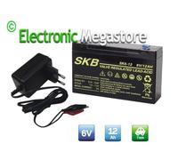 CARICABATTERIA E BATTERIA PIOMBO AL PIOMBO 6V 12Ah N12-6P ADATTE A MOTO PEREGO