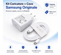 CARICABATTERIA E CAVO ORIGINALE SAMSUNG 45W 25W DA 1 - 1,8 METRI BIANCO O NERO