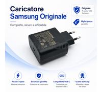 CARICABATTERIA E CAVO ORIGINALE SAMSUNG 45W 25W DA 1 - 1,8 METRI BIANCO O NERO