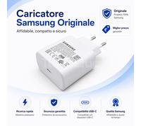 CARICABATTERIA E CAVO ORIGINALE SAMSUNG 45W 25W DA 1 - 1,8 METRI BIANCO O NERO