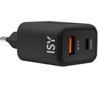 Caricabatteria ISY ITC-0011 Caricatore 2 porte da 20W PD, 1 porta Type-C + USB, nero