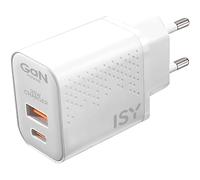 Caricabatteria ISY ITC-0017 caricatore 2 porte da 35W PD, 1 porta Type-C + USB, bianco