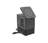 Caricabatteria Magsafe SBS Caricatore stazione di ricarica wireless 6 in 1 100W, Cavi Type-C integrati da 65W, Porta USB-A 18W, USB-C 20W, Nero