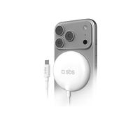 Caricabatteria Magsafe SBS Caricatore wireless Qi2.2 da 25 W con cavo USB-C integrato, Bianco