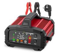 Caricabatteria per auto 25A, caricabatteria per auto 12V/24V, caricabatteria a 8 livelli con modalità riparazione e controllo della temperatura per moto, tosaerba, barche, litio, LiFePO4 (25A)