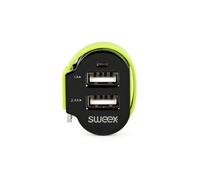 Caricabatteria per Auto 3 Outputs 6 A 2 x USB / Micro USB Nero/Verde