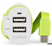 Caricabatteria per Auto 3-Outputs 6A 2xUSB/USB-C? Bianco/Verde