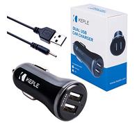 Caricabatteria per Auto a Due Porte + Cavo USB a Pin Piccolo | Convertitore di Carica con Doppia Presa USB Compatibile con Nokia 6111, 6120, 6121, 6125, 6131, 6136 | 2x Adattatore di Carica (0,6m)