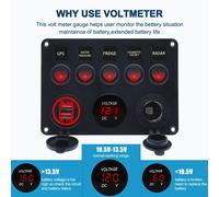 Caricabatteria per auto a LED 12V Interruttore da pannello Presa di corrente 4.2A Caricatore doppio USB Voltmetro digitale Interruttore combinato per barche Camion Camper auto