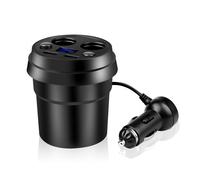 Caricabatteria per auto, doppia presa USB 3.1a, accendisigari, splitter, portabicchieri con display