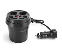 Caricabatteria per Auto, Doppio Caricatore per Auto USB Presa per Auto Portabicchieri Accendisigari con Display a LED Intelligente per Smartphone Tablet GPS