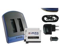 Caricabatteria per due batterie (USB/Auto/Corrente) + 2x Batterie AHDBT-401 [Li-Ion - 3.8V / 1160mAh] per GoPro Hero4 Black, Silver, Surf & Music Edition