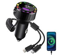 Caricabatteria per telefono per auto, caricatore USB per auto,Adattatore per caricabatterie per telefono da auto a 2 porte con cavo arrotolato | Caricatore per auto per cellulare a ricarica rapida ave