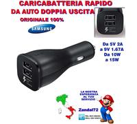 Caricabatterie per auto Samsung Dual Port Fast Charge 2A + cavo da micro USB a USB