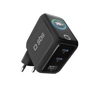 SBS Pulse Power 70W USB-C, Tecnologia GaN, Power Delivery (PD 3.0 PPS), Smart Display AI, Controllo Touch, AFC, Alimentatore con Ricarica Rapida, Caricatore per Notebook, Tablet, iPhone, Android
