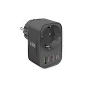 SBS Alimentatore Multi-Socket 30W USB-C USB-A, Presa Schuko Passante, Power Delivery (PD) 30W, Ricarica Rapida, Caricatore USBC e USBA, Caricabatterie per iPhone, Samsung e Tablet, Nero