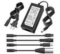 Caricabatteria Scoter da 42 V 2 A, 5 spine per batteria al litio da 36 V CC 5,5 x 2,1 con connettore a 3 poli da 8 mm, connettore a 3 poli da 12 mm, connettore RCA da 8 mm, connettore XLR maschio a 3