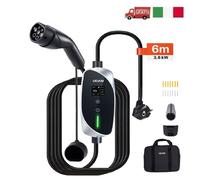 Caricabatteria Stazione Ricarica AUTO ELETTRICA EV Tipo 2 Spina Schuko Cavo 6M
