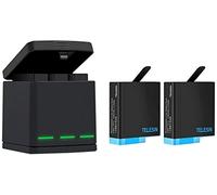 Caricabatteria tripla e scatola di immagazzinaggio di batteria con