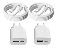 Caricabatteria USB C & USB A 25W, Blocco di Alimentazione per iPad, per Apple iPhone 17/16/16e/16 Plus/16 Pro/16 Pro Max/iPhone 15 Series/iPad e altro,con Cavo di Caricamento Rapido da 2m,Pack di 2