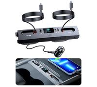 Caricabatteria USB per auto Multi Port per Tesla Model 3 Highland 2024 2025 e nuovo modello Y Juniper 2026, accessori Tesla multifunzione con logo e cavo retrattile, hub USB Tesla, regali per i