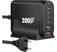 CARICABATTERIA USB TYPE-C-A STAZIONE DI RICARICA RAPIDA GAN CON 6 PORTE 200W