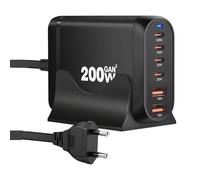 CARICABATTERIA USB TYPE-C-A STAZIONE DI RICARICA RAPIDA GAN CON 6 PORTE 200W