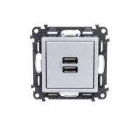 Caricabatteria VALENA LIFE con 2xUSB femmina alluminio 753312