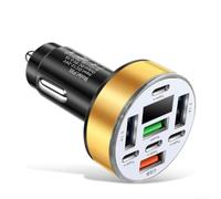 Caricabatteria veloce da auto 40 W 4 porte USB 4 PD con display digitale della tensione multi sistema di protezione per una ricarica stabile (oro)