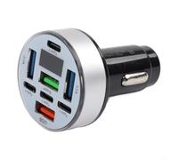 Caricabatteria veloce da auto 40 W 4 USB 4 PD con display digitale di tensione Protezione da sovraccarico e sottotensione per la ricarica del veicolo (argento)
