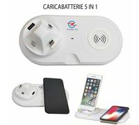 CARICABATTERIA WIRELESS 5 IN 1 IPHONE ANDROID TYPE C MICRO USB LIGHTNIG